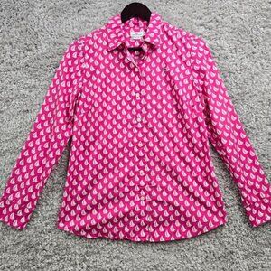 Vineyard Vines Shirt Womens 2 Pink Button Up Long Sleeve Sail Boats